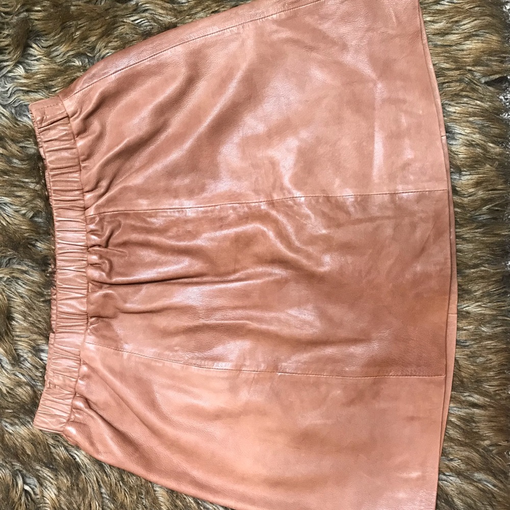 Mango Camel leather skirt